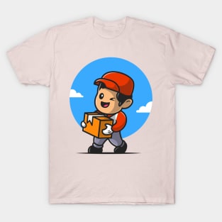 Courier Shipping Package Cartoon T-Shirt